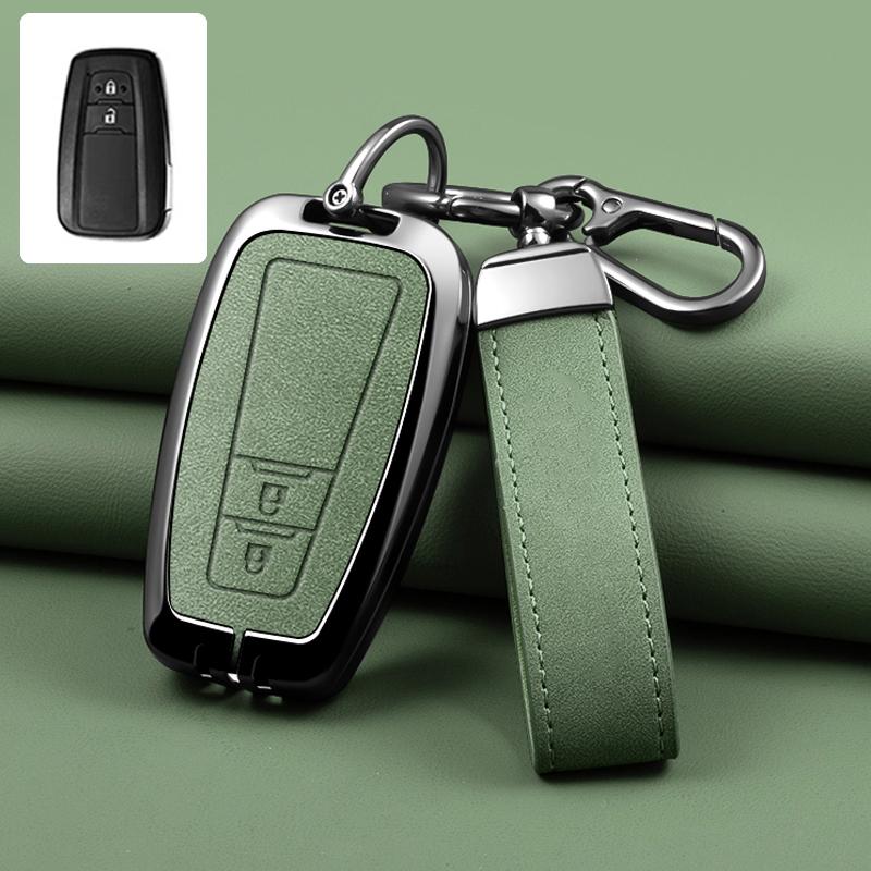 Zinc Alloy Leather Car Key Cover Housing Key Fob For Toyota Prius Camry Corolla C-Hr Chr Rav4 Land Cruiser Prado Key Fob