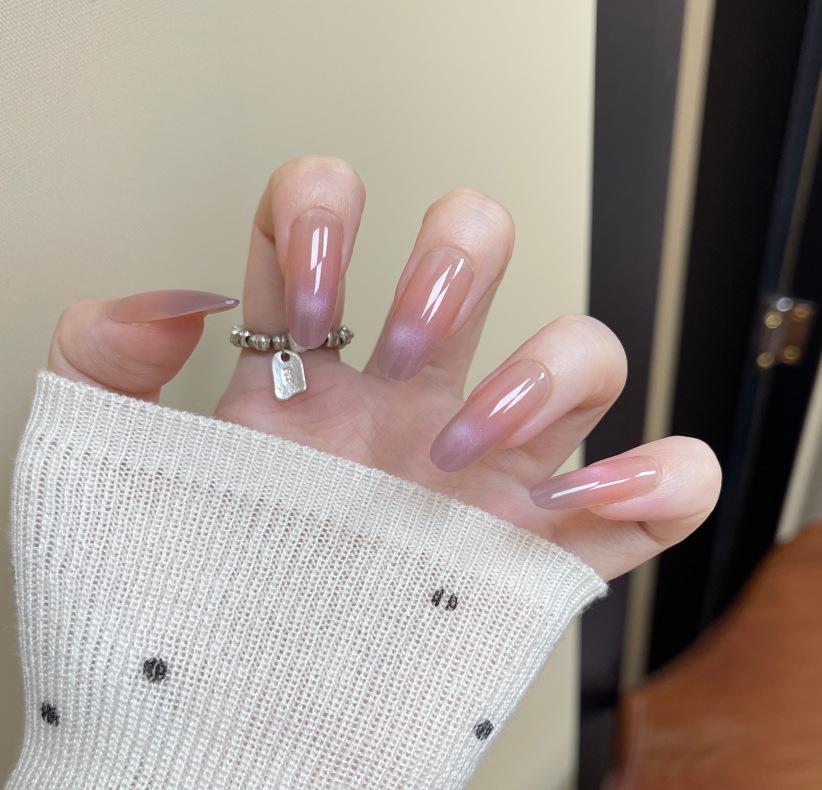 

Xiaohongshu Elegant French Minimalist Cat Eye Handmade Wearable Nail Pieces All Sizes (M/S/XS) - 30 Pieces/Board