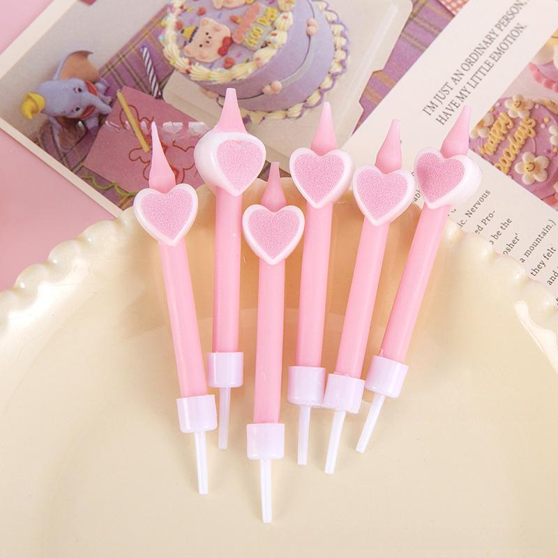 Creative pink love cake birthday candle baking cake decorative candle children's festival 2026 love