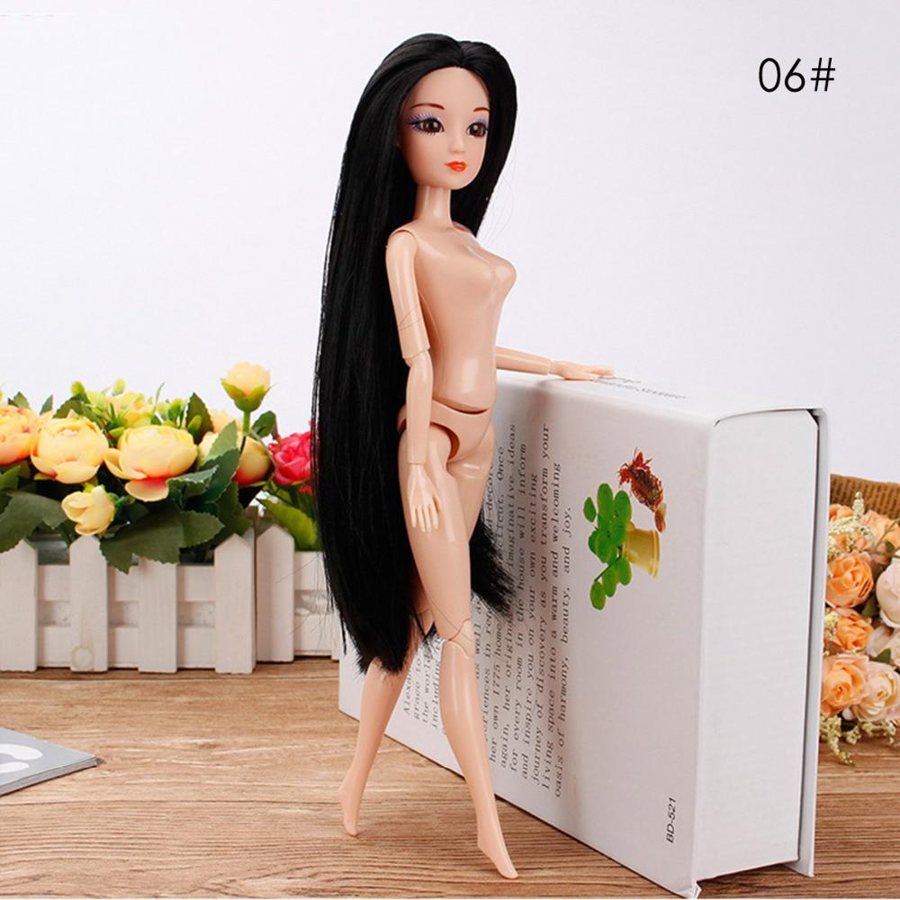 Color Hair 1 PC Nude Doll with Head for Dolls 11 Joint Moving Naked Bodies DIY Toys Accessories