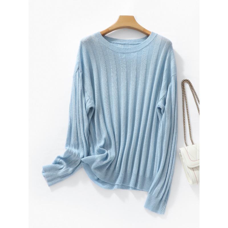 TIFICY Women's Fashion Casual Solid Color Print Spring Fall Long Sleeve O-Neck Pullovers & Long Sleeves