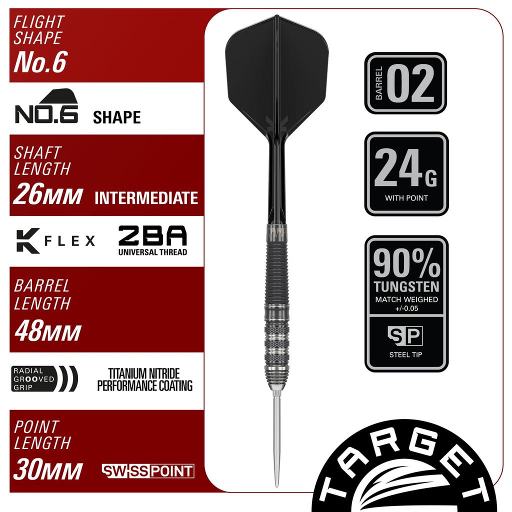 Target Japan Black Marque Series Armageddon G2 Swiss Point Steel 24g Massa Rui Player Model 190520