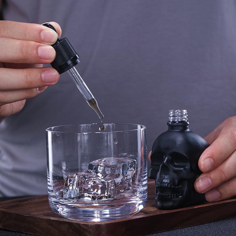 Glas Sprüh Tropfflasche Bitter Schädel Bitterflasche für Bittermedizin Tropfer BITTERFLASCHE 30/60/120ml