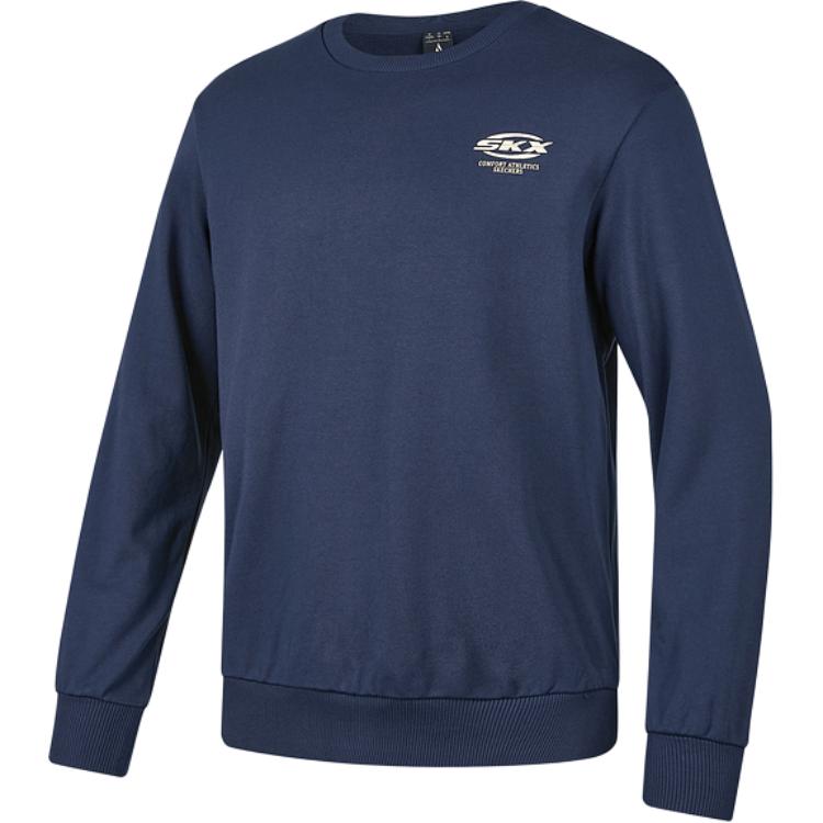 Skechers SKX Round Neck Pullover Comfortable Long Sleeve Sweatshirt Unisex sweatshirt Navy P424U043-002Z S