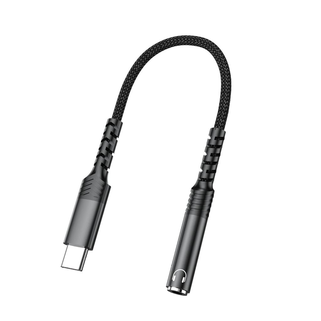 USB-C to 3.5mm Audio Adapter Cable for Apple, Huawei Headphones - Braided for Calls & Music