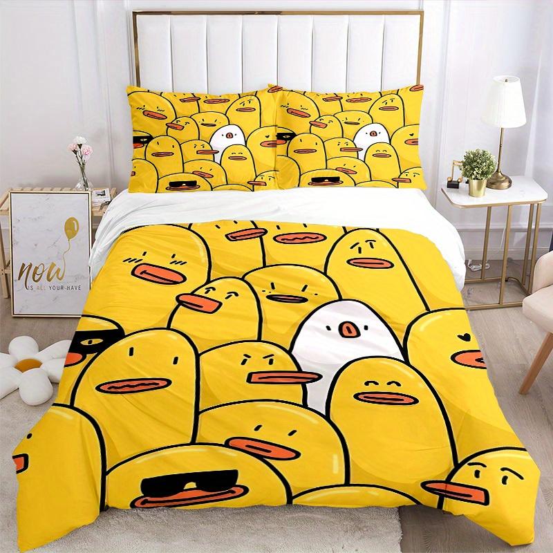 3pcs Duck Pattern Bedding Set, Breathable and Soft, Suitable for All Seasons, Ideal for Home Use, Suitable for Bedroom Decor Yy250821223