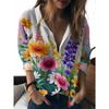 Summer Minimalist Shirt with Floral Digital Print Button Up Shirt Top for Women's Hawaiian Beach Vacation Casual Shirt