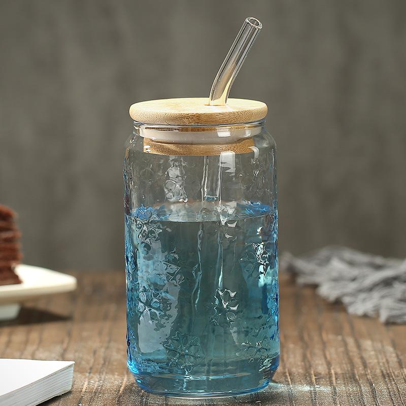 Glass straw cup Adult glass cup Coke cup Household water cup with straw Female student beverage cup Glass