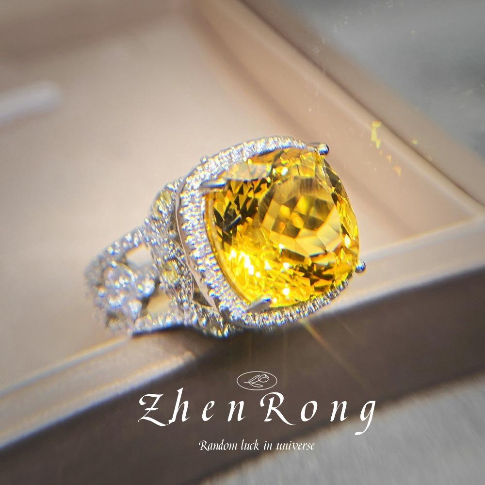 

Womens Open Ring Micro Pave Full Diamond Simulated Lab Emerald Light Luxury Fanta Ruby Pigeon Blood Red Ring