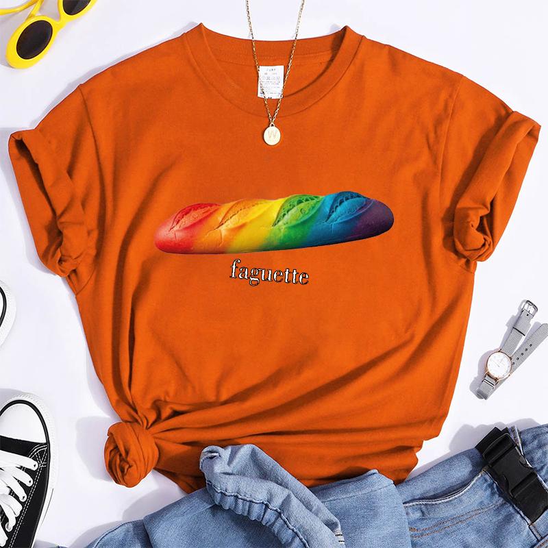Fun Baguette Faguette LGBT Tshirts Women Men Short Sleeve Lesbian Bisexual Streetwear Fashion Crewneck GAY Trend Tshirts