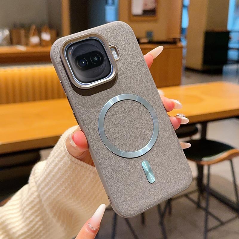 

For Vivo iQOO Z11 Turbo Case Magnetic CD Pattern PU Leather Metal Camera Lens Frame Cover for VIVO iQOO Z 11 Turbo Vivo iQOO Z11 Turbo