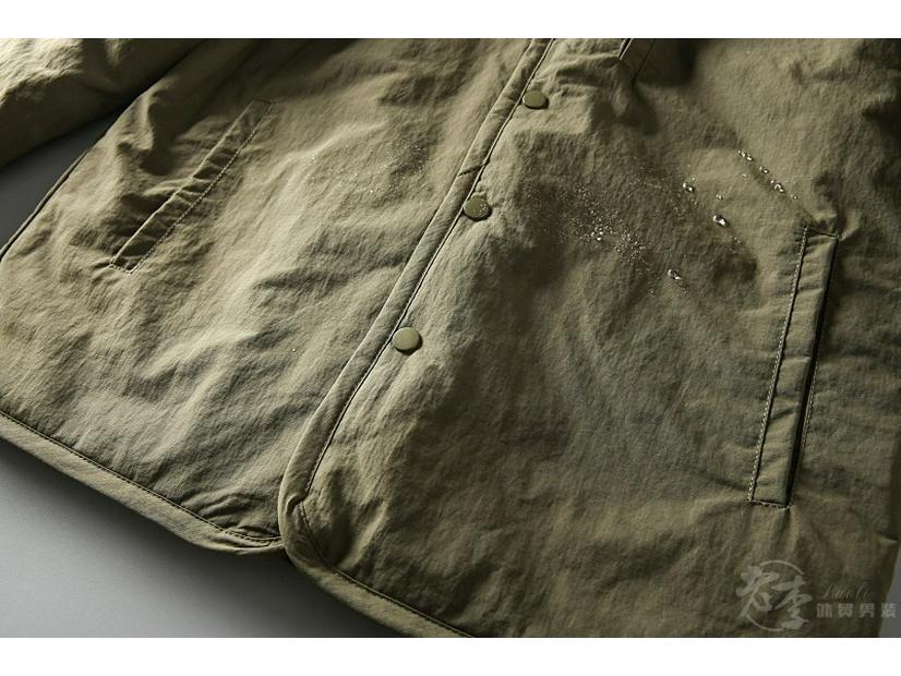 Men's Retro Military-Style V-Neck Cotton Padded Jacket - Autumn/Winter Outdoor Workwear Trend