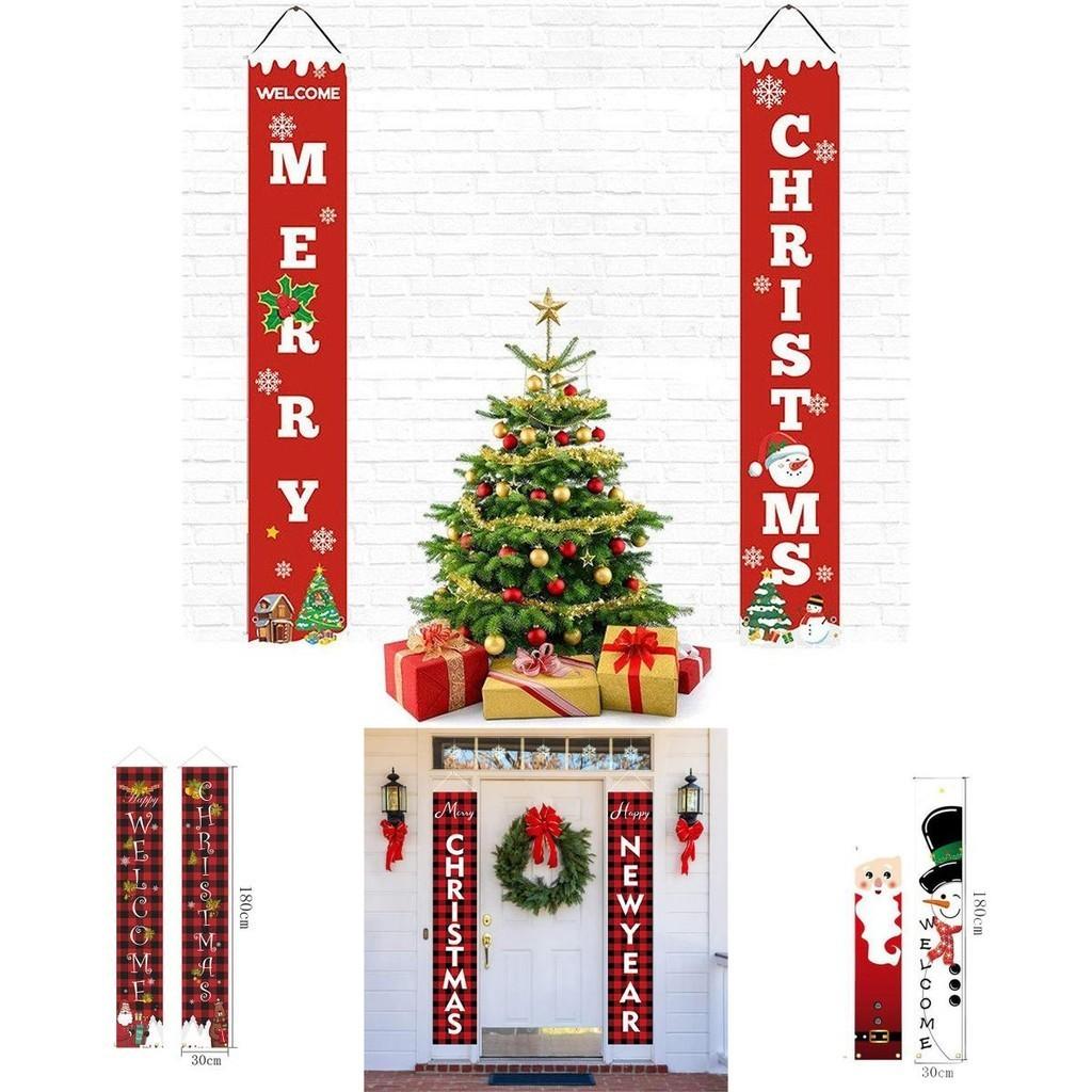 Reusable Christmas Door Hanging Sign Banner Flag Xmas Party Decor