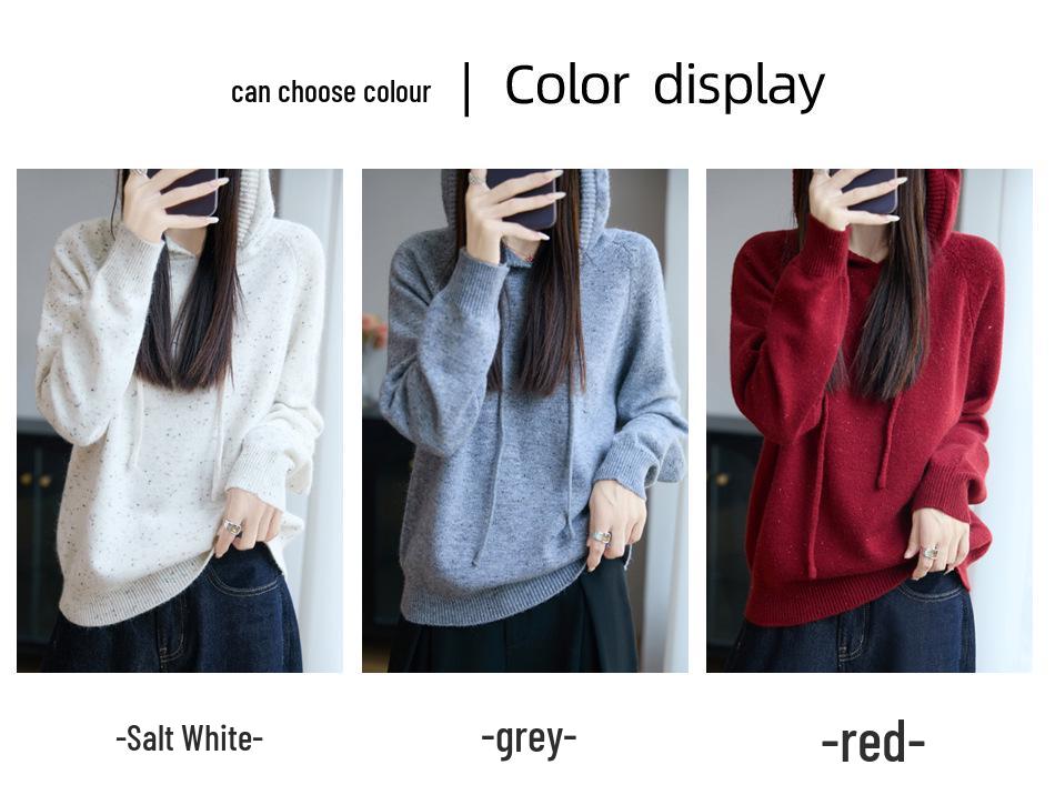 2025 Autumn/Winter Women's Casual Loose Knit Hoodie - Warm, Stylish, and Slimming.