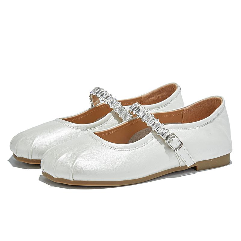 

Fashion AIYUQI 2025 new shallow-mouth Mary Jane Women s shoes One-strap women flat shoes Large size ballet loafers female 43 бежевый