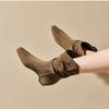 Beauty Heap Spring and Autumn Thick Heel Cowboy Boots Wind Women's Short Boots Western Rad Retro Pointed Small Man Increases Height