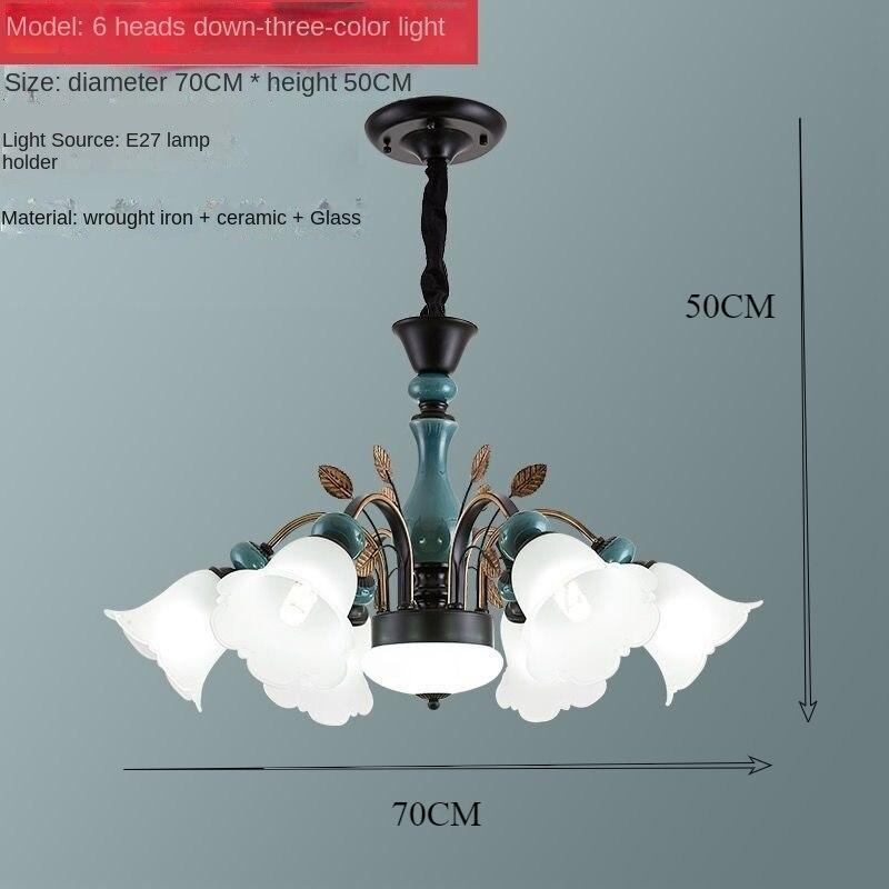 

Свет для гостиной, роскошная керамическая люстра, современный минималистичный потолочный светильник для спальни, ресторана, чистое красное освещение 6 headlights