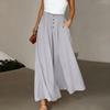 Pantaloni di Lino Casual alla Moda da Donna a Vita Alta