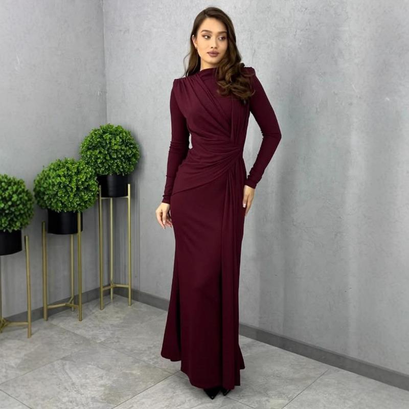 Women European Style Long Sleeve High Waist Slim Fit Long Mermaid Dress