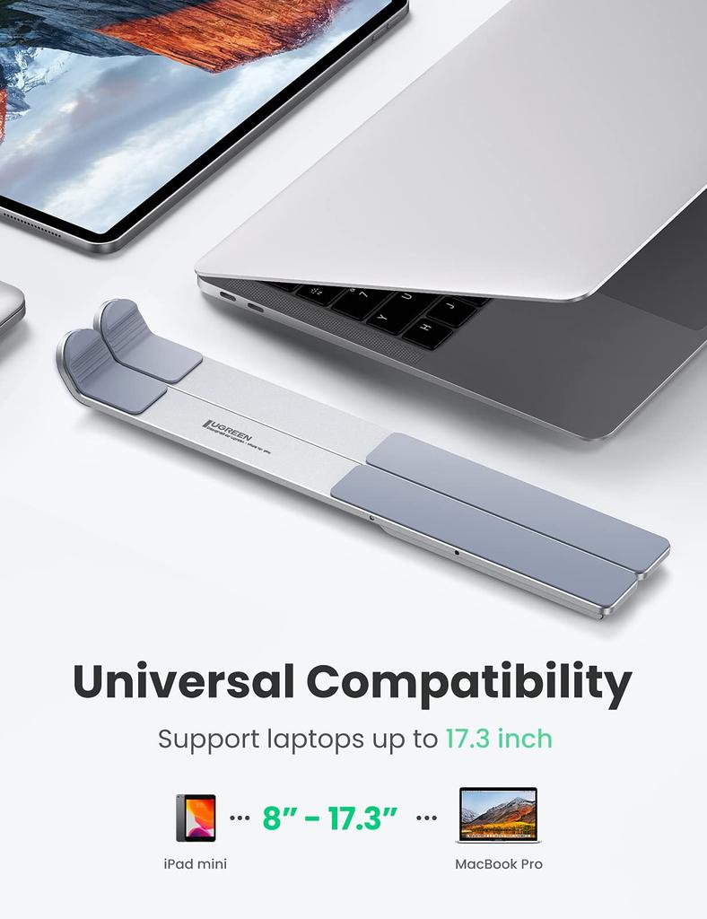Ugreen Foldable Laptop Compact and Fits Laptops from To and Aluminum Alloy Construction with 5 Adjustable Angle and Storage Case Included Stand,