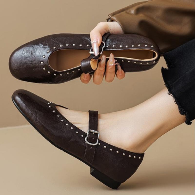 2025 Spring New Trend Women Laofers Mary Jane Casual Leather Ballet Shoes French Style Retro Soft Sneakers Zapatillas