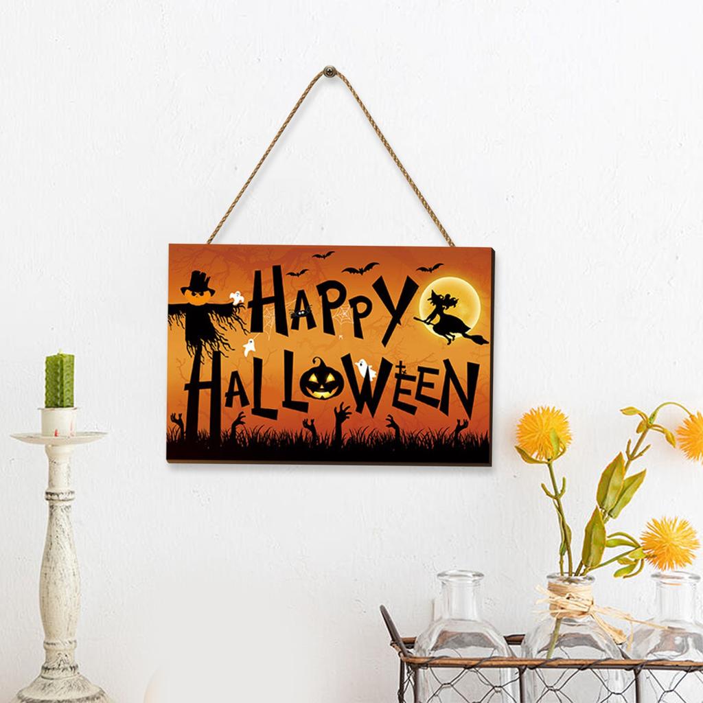 Wooden Halloween Doorplate Decoration Pendant Decoration Horror Festival Atmosphere Door Hanging