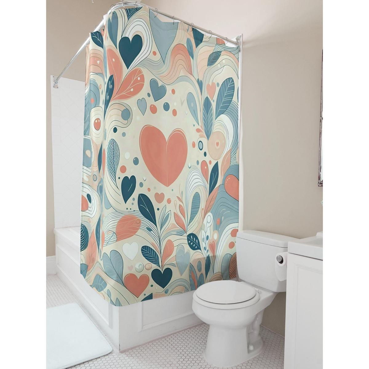 

Abstract Hearts And Leaves Waterproof Shower Curtain W60H190(CM)-1 Pcs