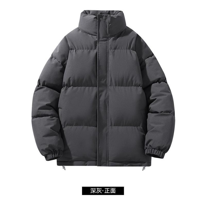 

Cotton Men s Autumn and Winter Jacket 2025 New Fleece Thickened Bread Boys Stand Up Collar Warm Jacket Trendy Padded Clothes 4XL сірий колір