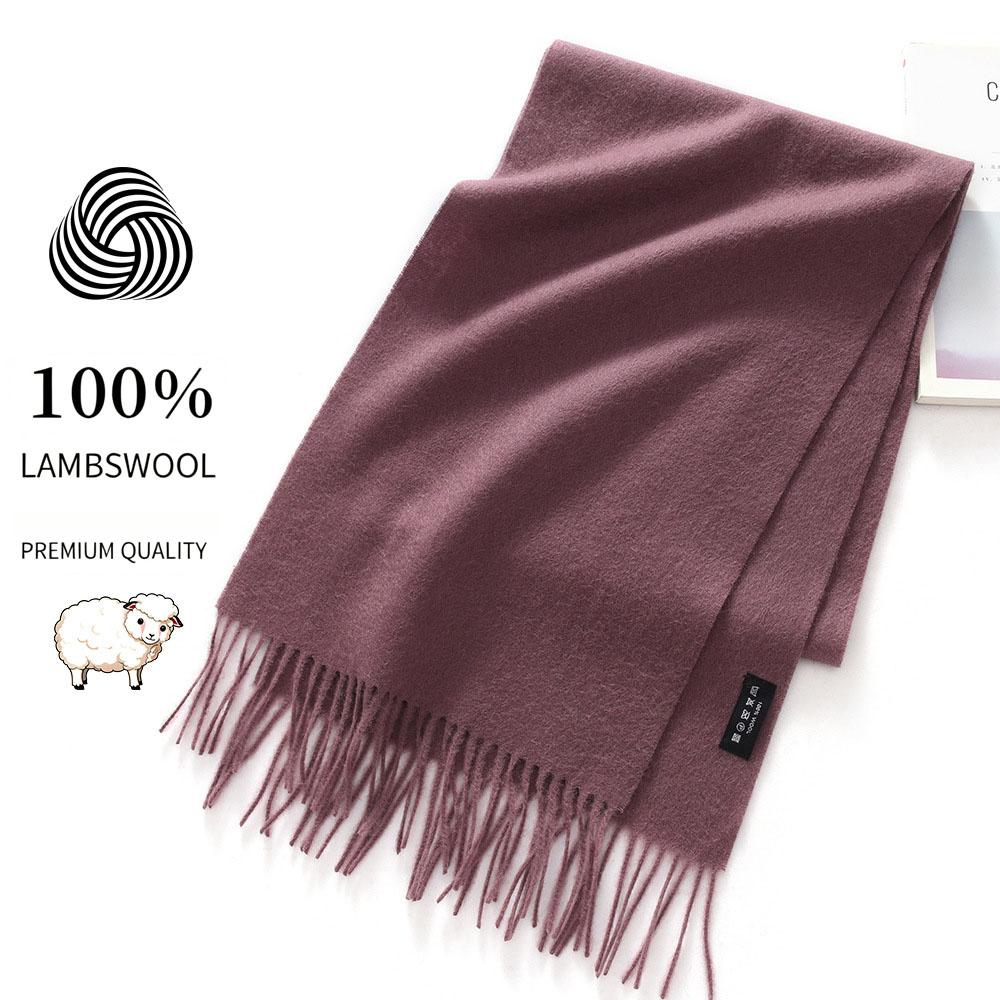 Sciarpa 32x180cm 100% Lana Merino, Coperta Invernale Spessa con Nappe, Sciarpa da Collo Calda e Accogliente, Accessorio Autunno Inverno da Donna