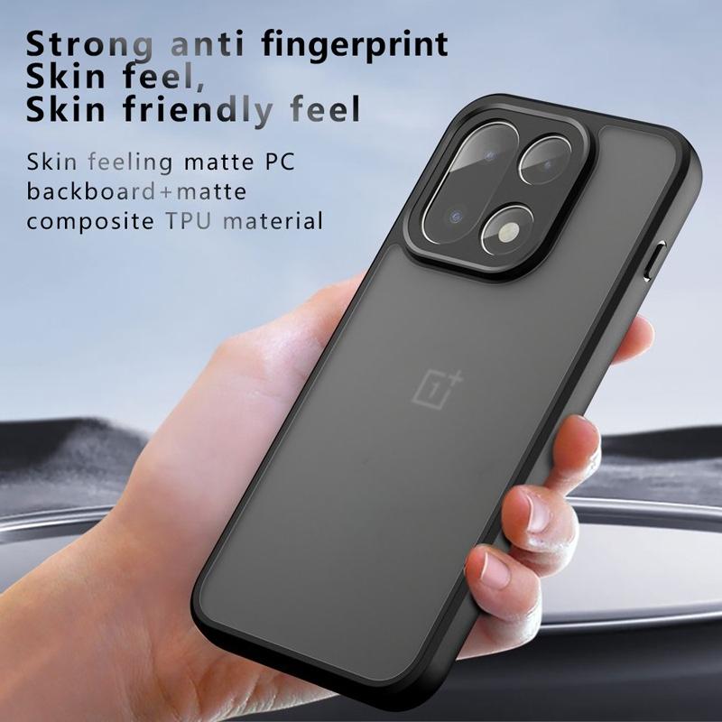 For OnePlus 15 Case Shockproof Frosted Skin Feel Matte PC+TPU Anti-fingerprint Transparent Cover For One Plus 15