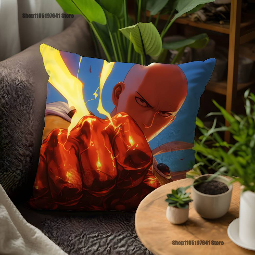 One P-Punch Man Saitama Pillow Case For Sofa Decor Car Office Room Printing Cushion Cover Decorations and Protector