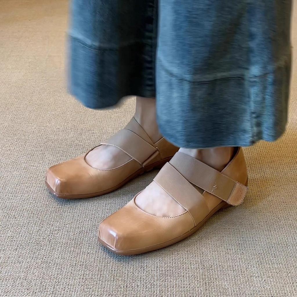 3.5Cm French Retro Ballet Style Design Sense Square Head Cross Belt Versatile Flat Bottom Shallow Mouth Single Shoes Mary Jane Shoes
