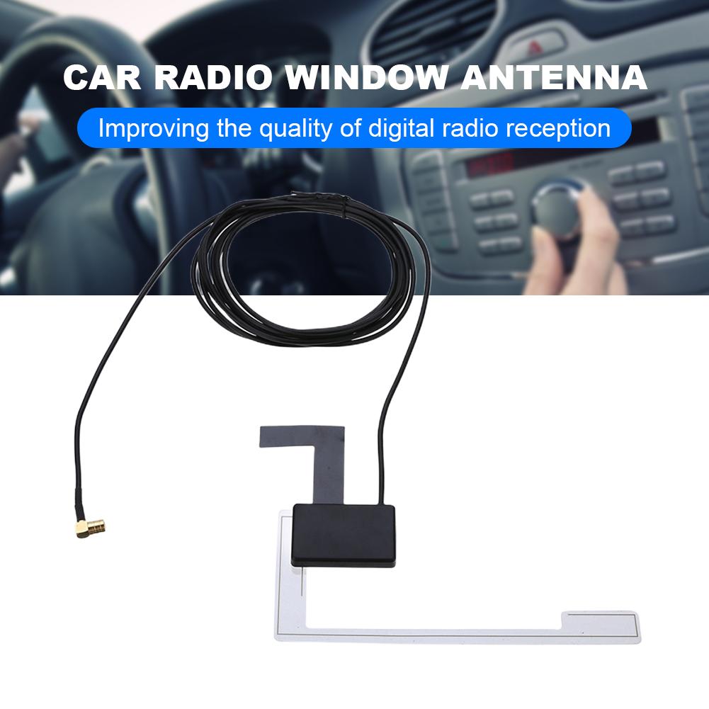 Digital Radio Antenna with SMB Adapter Window Roof Windshield Antenna DC 5V DAB + Antenna Hidden Adhesive for Auto ATV Car Truck