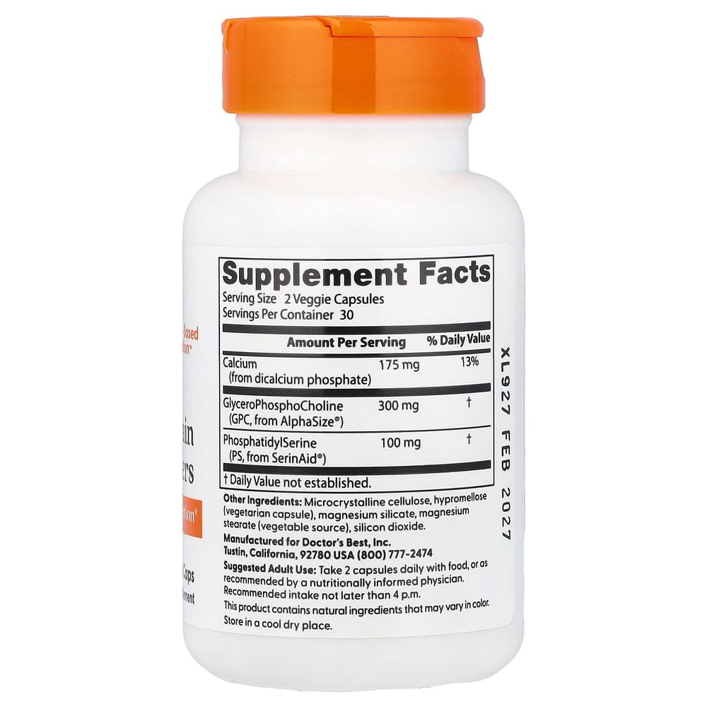 Doctor's Best Brain Health with AlphaSize & SerinAid, Veggie Capsules, 60 Count