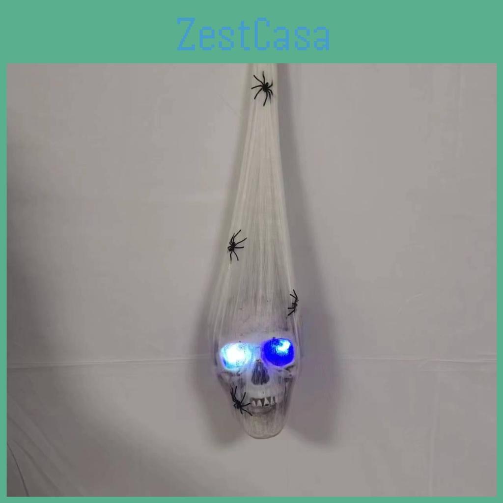 Terrifying Light Up Sound Control Spider And Skeleton Head Halloween Props For Yards