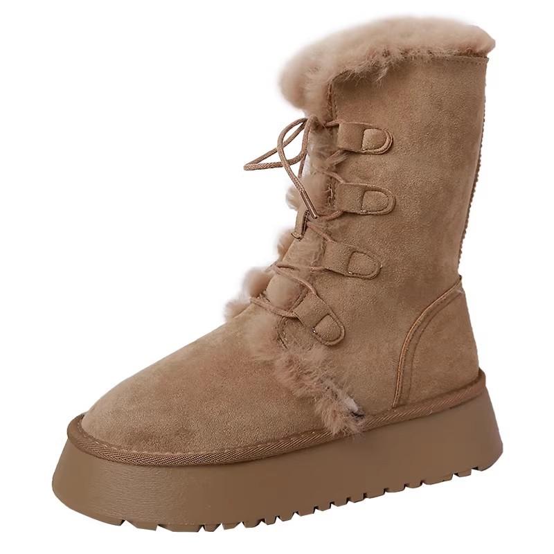 Retro French temperament versatile cotton shoes for women 2025 winter new niche design thick-soled warm hairy boots for women