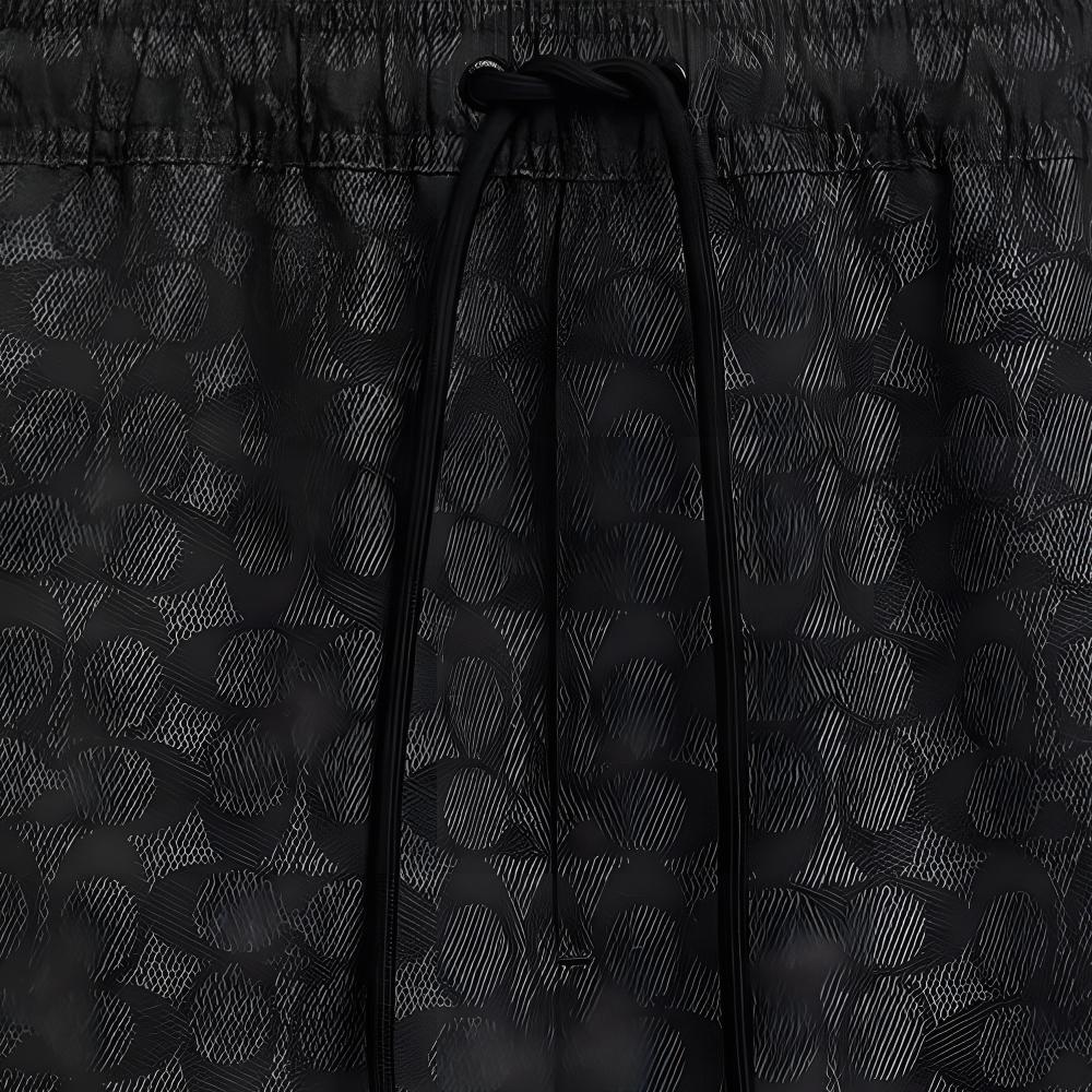 Coach Ss25 Solid Color All Over Print Elastic Drawstring Three Quarter Beach Shorts Men shorts Black CZ537-R8E