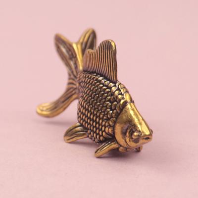 Figurky zlatých rybek Retro mosazná soška šťastného zvířete Ornament Domácí dekorace Stolní dekorace Čajové zvířátko Roztomilé dárky