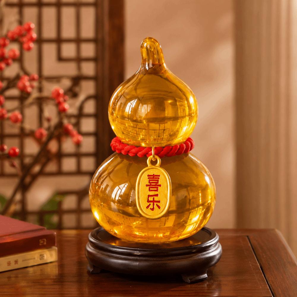 Crystal Spinning Car Ornament Creative Gourd Crystal Table Statue Mini Gourd Statue Home Ornaments