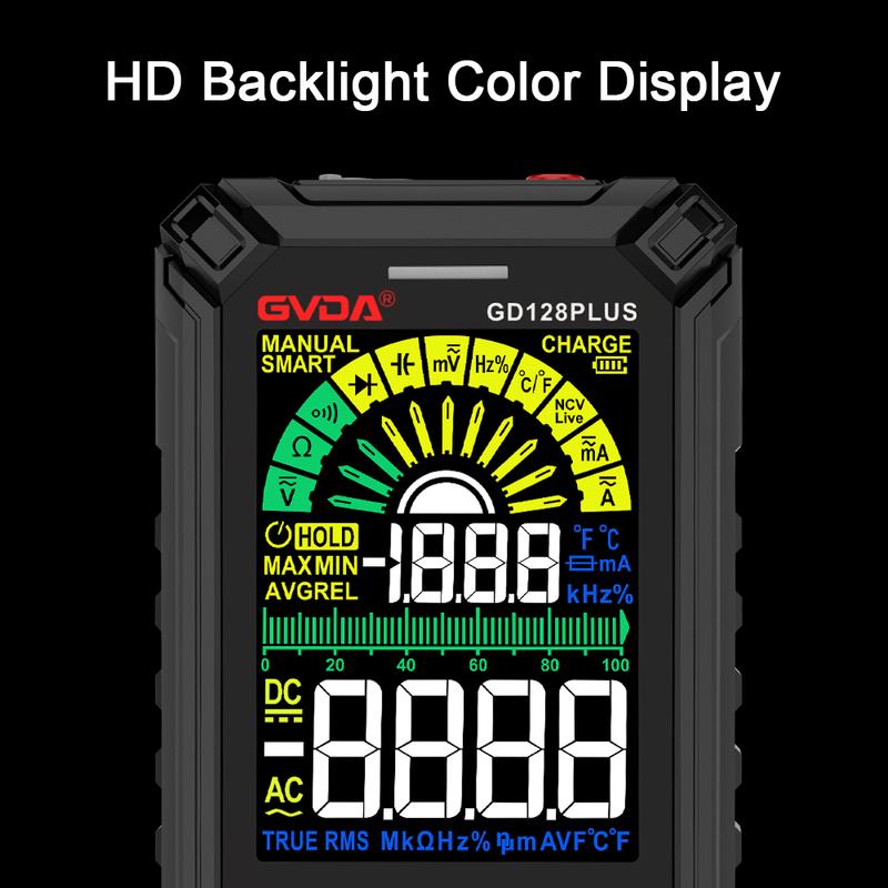GVDA Professional Digital Multimeter True RMS Capacitance Tester Rechargeable Battery Ohm Hz AC DC 1000V 10A Multitester Meter