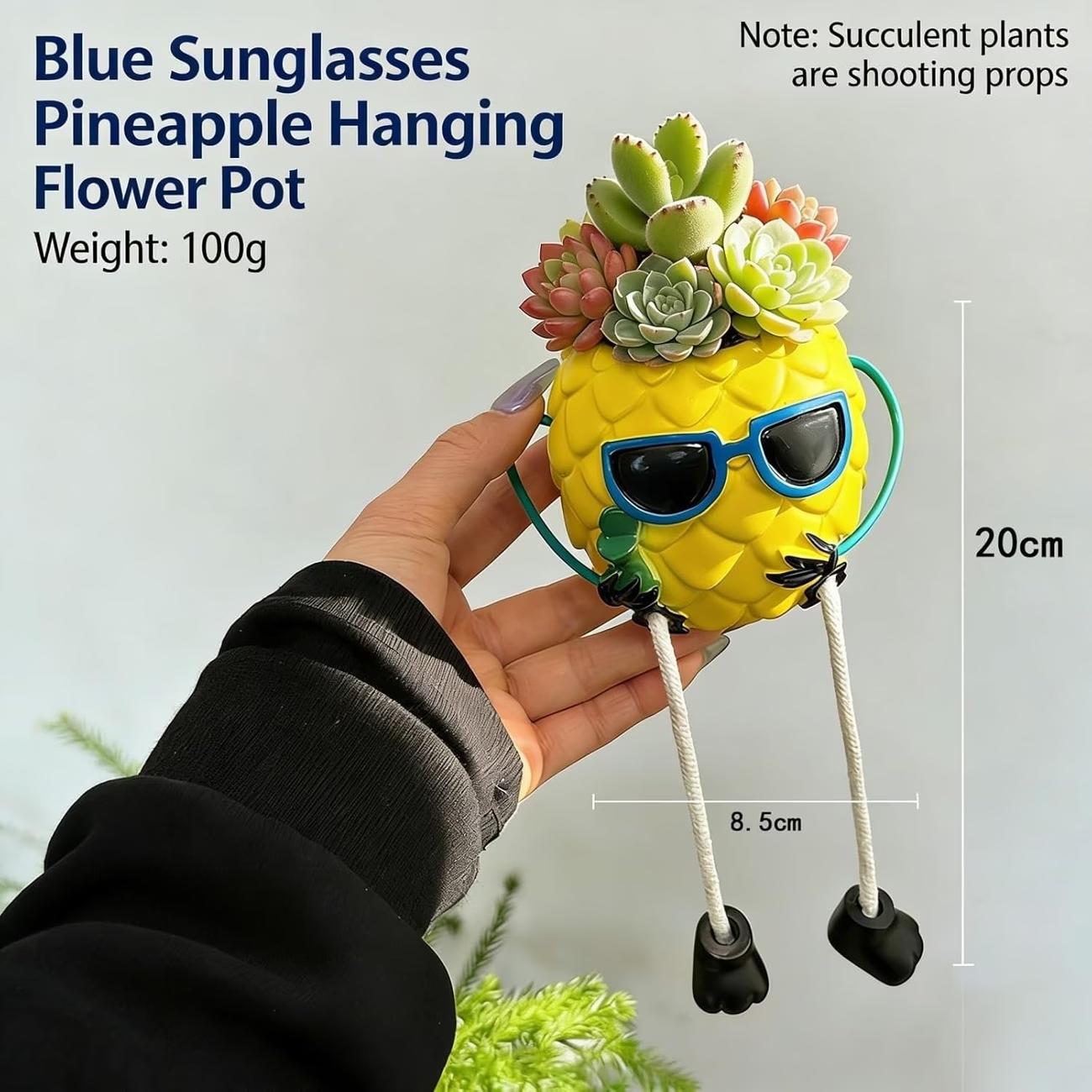 

Creative Sunglasses Pineapple Flowerpot Green Potted Plants Vase Container Home Courtyard Garden Decor Handicrafts Ornament Gift синий