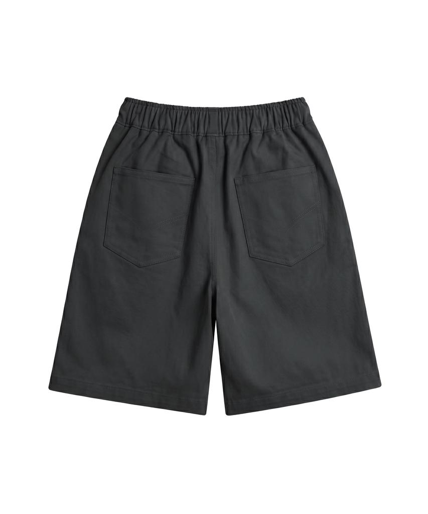 Noming Chino One-Pleat Pocket Wide Bermuda Shorts - Charcoal