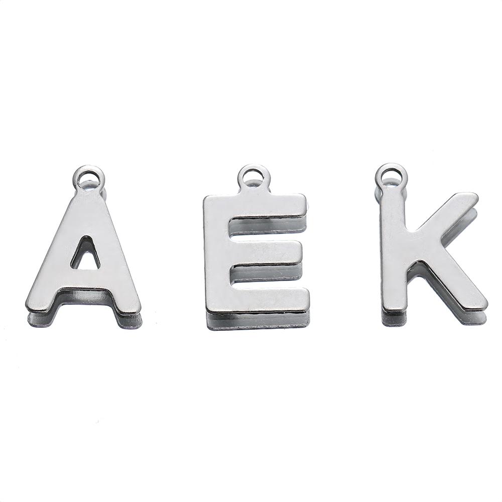 50 Stück Edelstahl 12mm Englische Buchstaben A-Z Anhänger für DIY Halsketten Schmuckherstellung Zubehör
