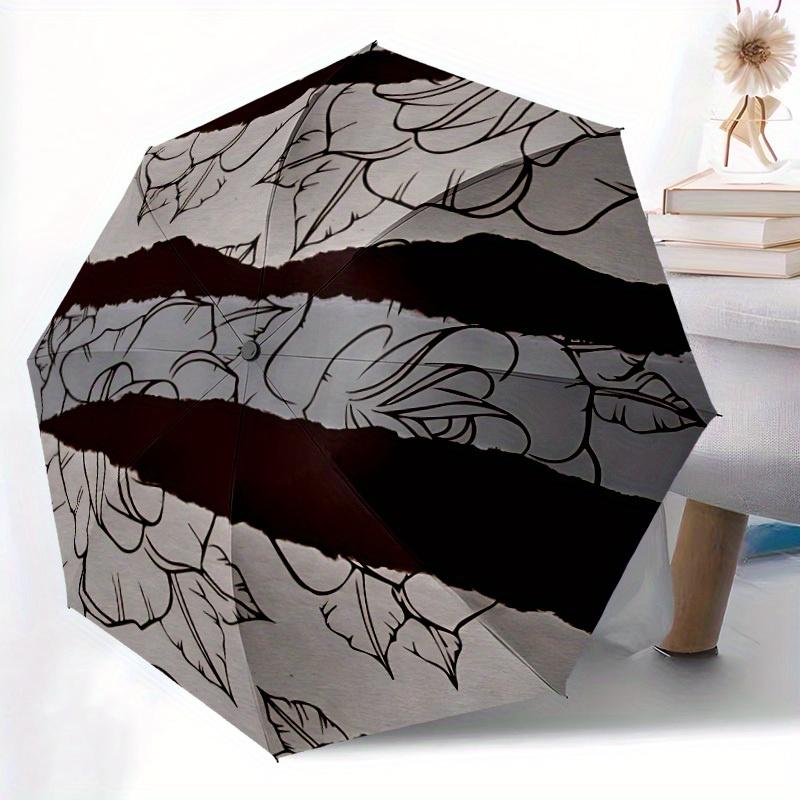 

1pc Floral Pattern Automatic Open/Close Umbrella with Windproof, Functional Design, 8-Rib Sturdy Canopy, Durable Ribs, Outdoor Iron&8K