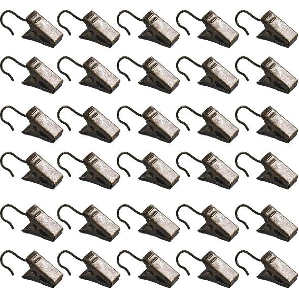 30Pcs Gold Small Curtain Clips with Hooks, Mini Metal Hook Clips for Photos, Home Decoration, Art Craft Display, Outdoor String Lights