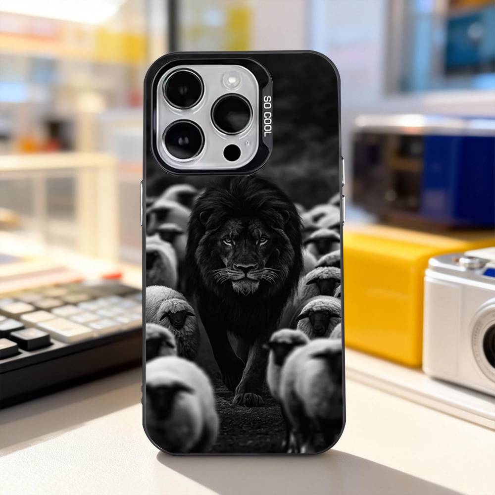 Cool Lion Animal For iPhone 17,16,15,14,13,12,11,Pro,Max,Plus,E,Air,Mini Anti Fall Black Matte Hard Bumper Phone Case