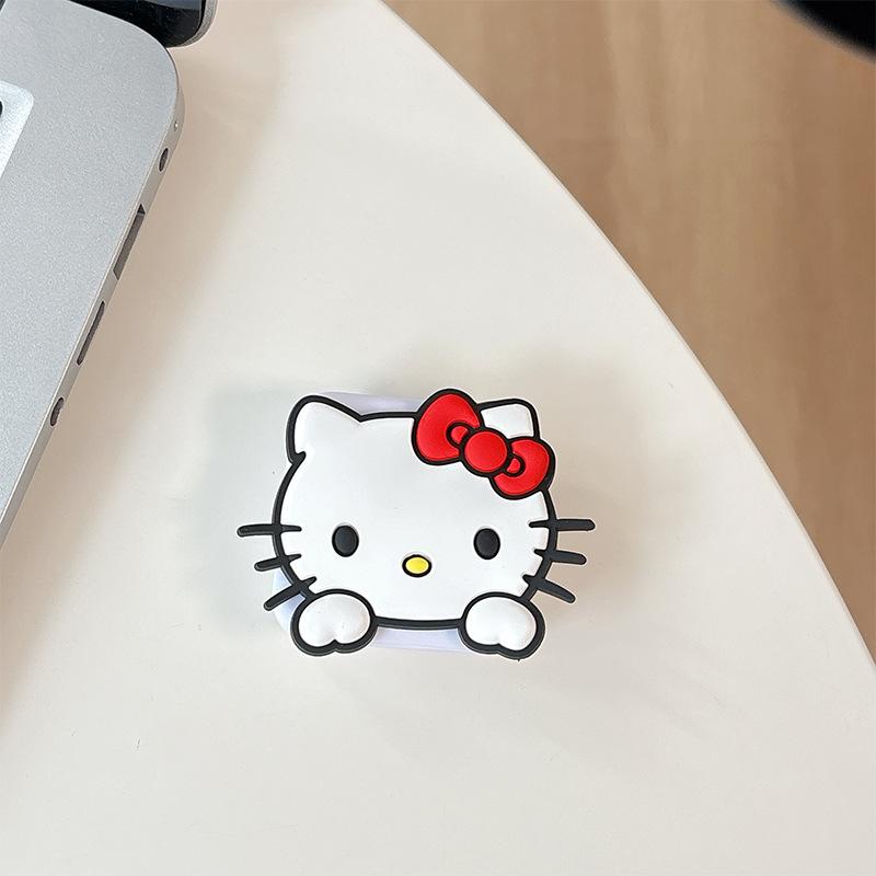Cartoon Kt Cat Flip Mirror Mobile Phone Airbag Bracket Paste Type Portable Makeup Mirror Retractable Ring