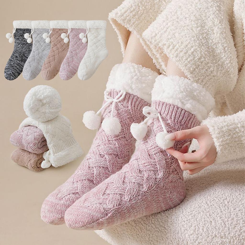 Calzini da casa spessi da donna - Foderati, a metà polpaccio, fino al pavimento, con silicone - per un caldo uso indoor