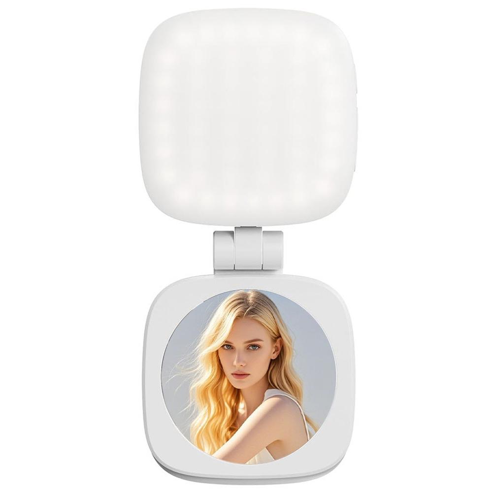 

Magnetic Phone Selfie Light Pocket Light with Mirror Folding LED Phone Fill Light Portable Selfie Light for Live Streaming Vlog білий