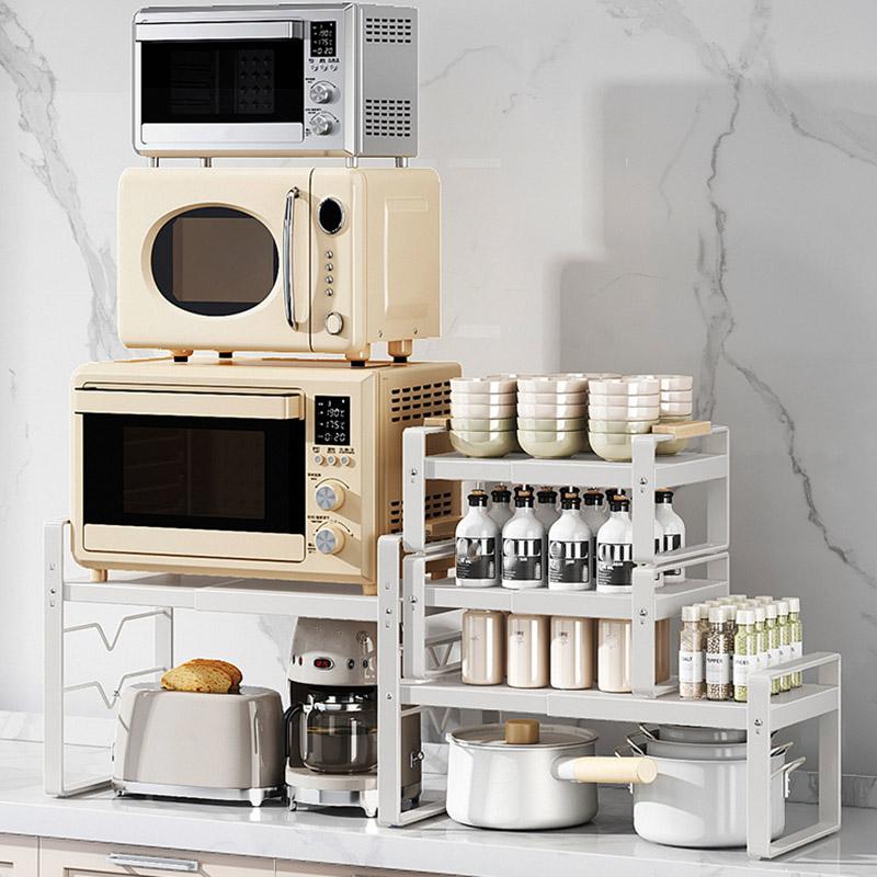 006-ZWJ-70139A-WH Cabinet Storage Shelf Household Countertop Storage Rack for Kitchen Spice Microwave